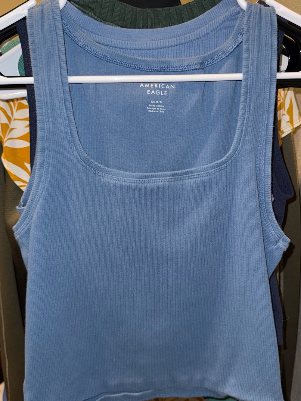 American Eagle Outfitters Dusty Blue Ribbed Tank Top